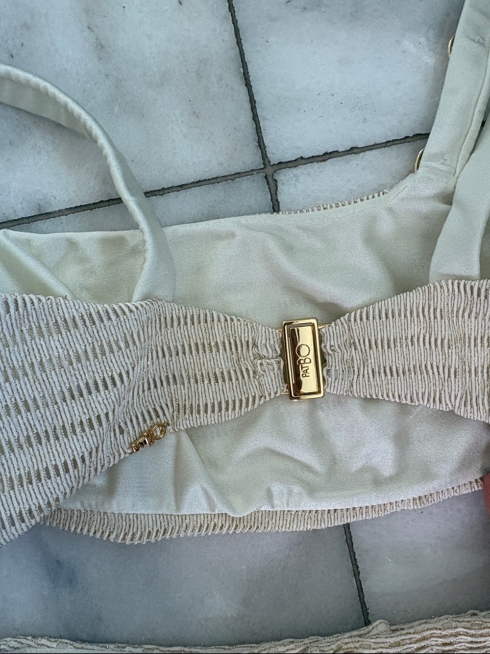 Patbo Two-Piece Cream Crochet Crop Top & Ruffle Shorts Set - Picture 3 of 5